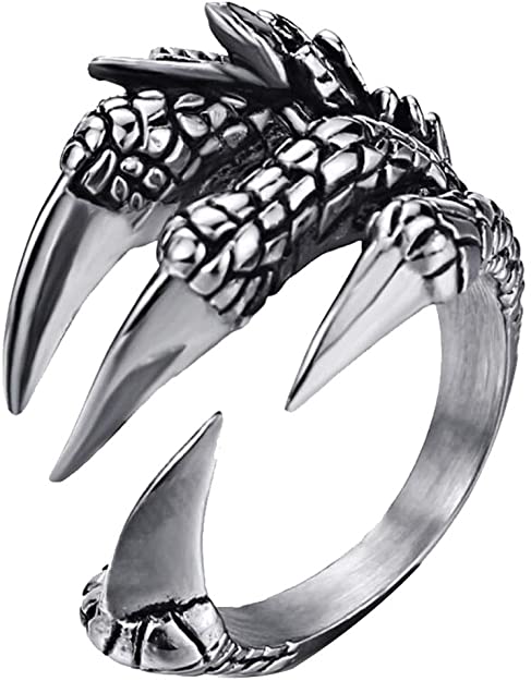 Dragon Hollywood X - 1pcs Titanium Steel Eagle Dragon Claw Halloween Skull Ring Hot Selling Men & Women Domineering Opening Rock Animal Jewelry