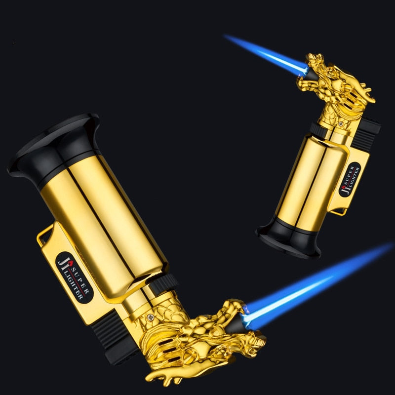 Custom Dragon Model Adjust Jet Flame Torch Lighter Windproof Butane Gas Lighter For Cigar Cooking