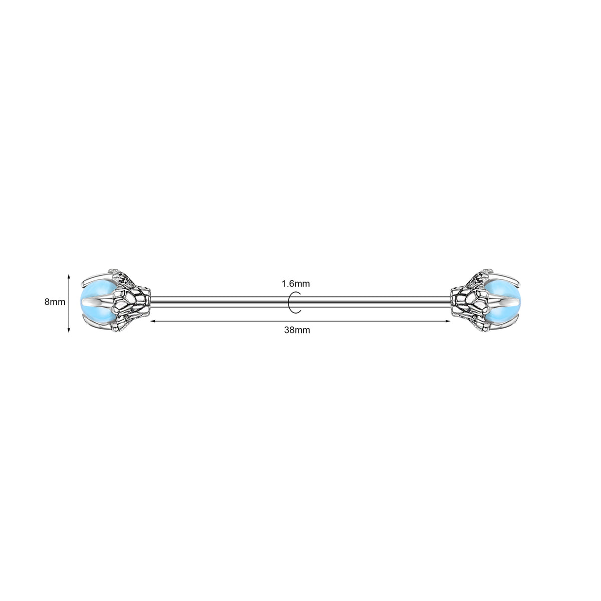 Dragon Hollywood X - Industrial Piercing Earring Women and Men Stainless Steel Helix Ear Piercing Dragon Snake Long Earring Jewelry Barbell Earring - BEVERLY HILLS - CALIFORNIA - USA