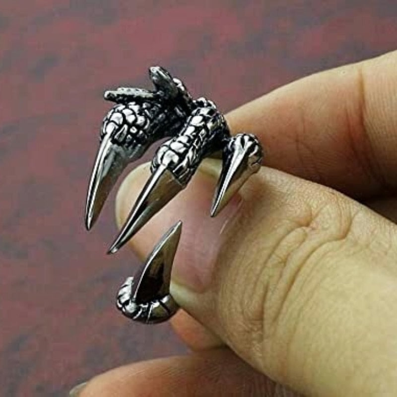 Dragon Hollywood X - 1pcs Titanium Steel Eagle Dragon Claw Halloween Skull Ring Hot Selling Men & Women Domineering Opening Rock Animal Jewelry