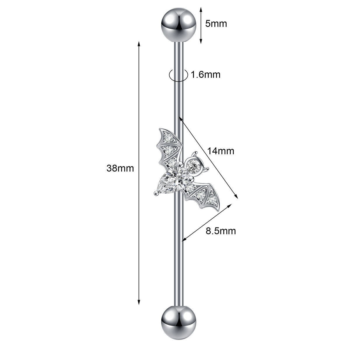 Dragon Hollywood X - Industrial Piercing Earring Women and Men Stainless Steel Helix Ear Piercing Dragon Snake Long Earring Jewelry Barbell Earring - BEVERLY HILLS - CALIFORNIA - USA