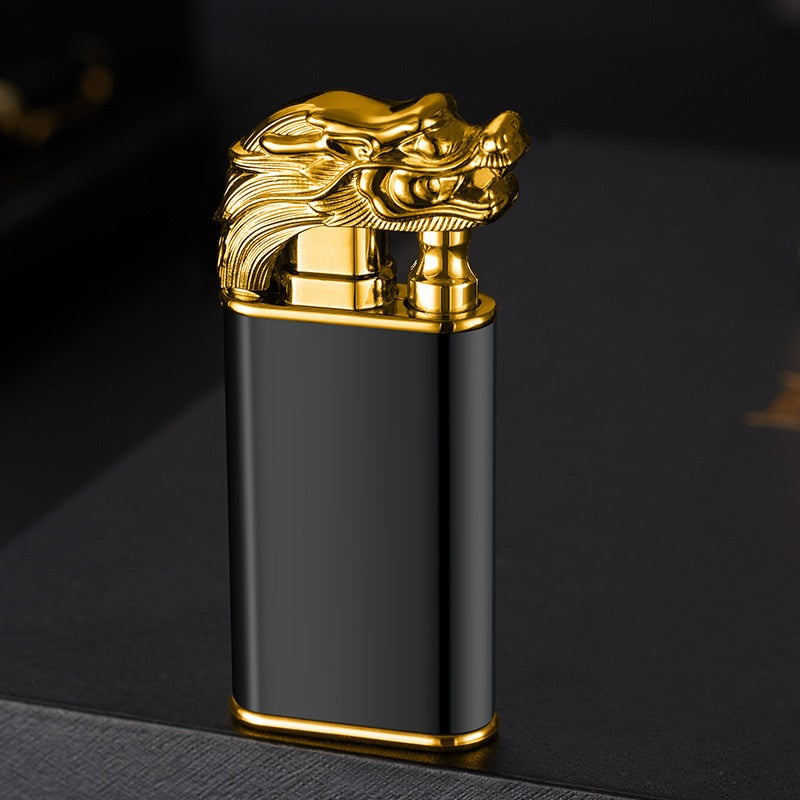 Dragon Hollywood X - New Blue Flame Metal Crocodile Dragon Tiger Double Fire Lighter Creative Windproof Open Fire Conversion Lighter Women and Mens Gift - Hollywood California USA
