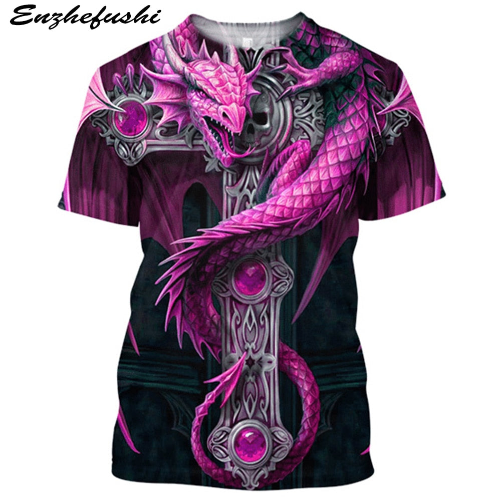 DRAGON HOLLYWOOD X - 3D Clothing Tattoo Dragon MENS WOMENS T Shirt 3D Printed Short Sleeve Polyester Fashion Casual Hip Hop Top Summer Free - BEVERLY HILLS CA.
