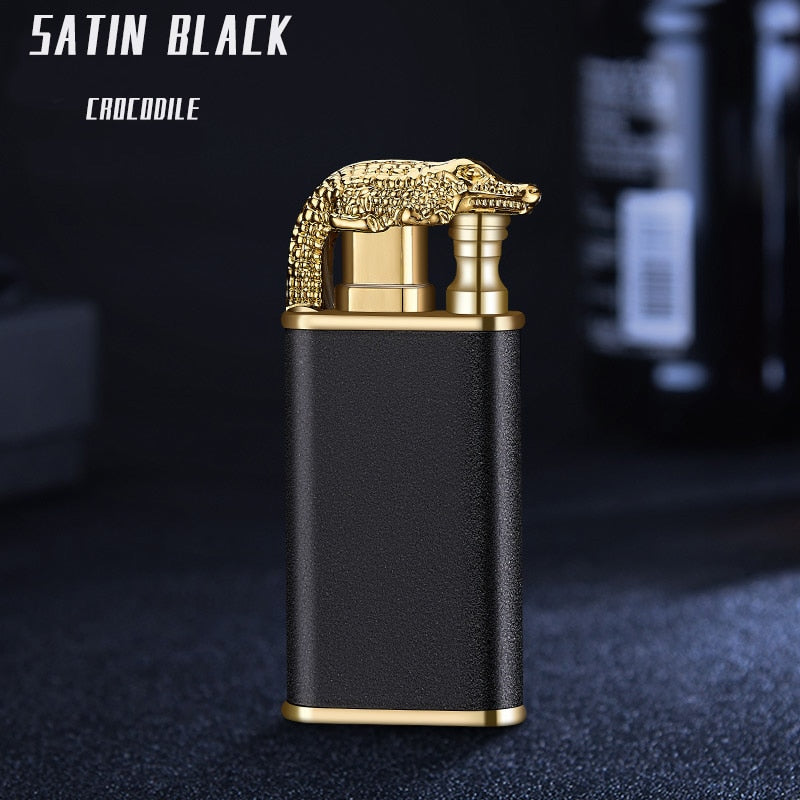 Dragon Hollywood X - New Blue Flame Metal Crocodile Dragon Tiger Double Fire Lighter Creative Windproof Open Fire Conversion Lighter Women and Mens Gift - Hollywood California USA