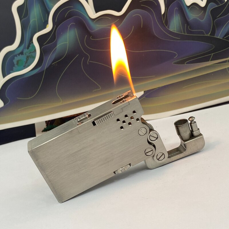 Manual Titanium Alloy Dragon Tongue Automatic Kerosene Lighter One-button Automatic Ignition Military Machinery Lighter