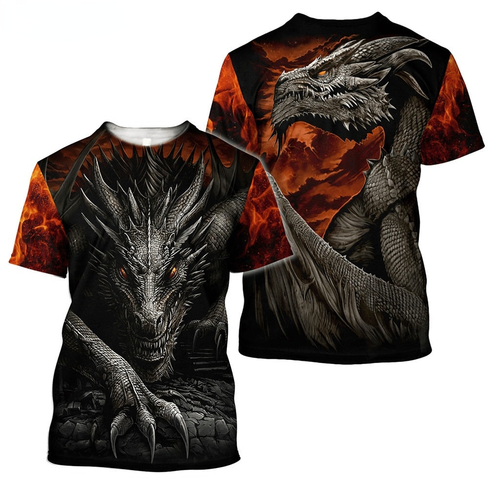 DRAGON HOLLYWOOD X - 3D Clothing Tattoo Dragon MENS WOMENS T Shirt 3D Printed Short Sleeve Polyester Fashion Casual Hip Hop Top Summer Free - BEVERLY HILLS CA.
