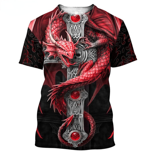 DRAGON HOLLYWOOD X - 3D Clothing Tattoo Dragon MENS WOMENS T Shirt 3D Printed Short Sleeve Polyester Fashion Casual Hip Hop Top Summer Free - BEVERLY HILLS CA.