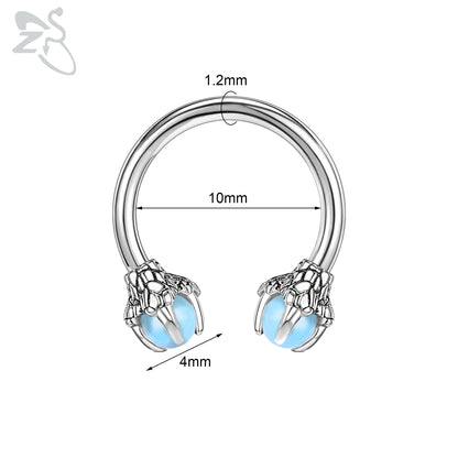 Dragon Hollywood X - ZS 1 Piece 16G Stainless Steel Opalite Dragon Nose Ring Horseshoes Nariz Piercing S-Shape Ear Cartilage Helix Piercings Jewelry - BEVERLY HILLS - CALIFORNIA - USA