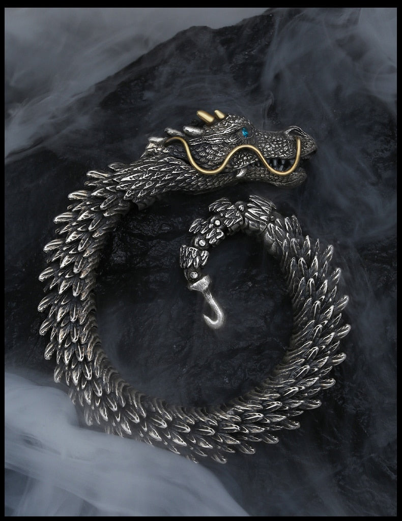 Dragon Hollywood X - Black Gun Dragon Men Bracelet Hip Hop Rock Style Golden Horn Domineering Women Party Copper Alloy Fashion Jewellery - BEVERLY HILLS-CALIFORNIA-USA