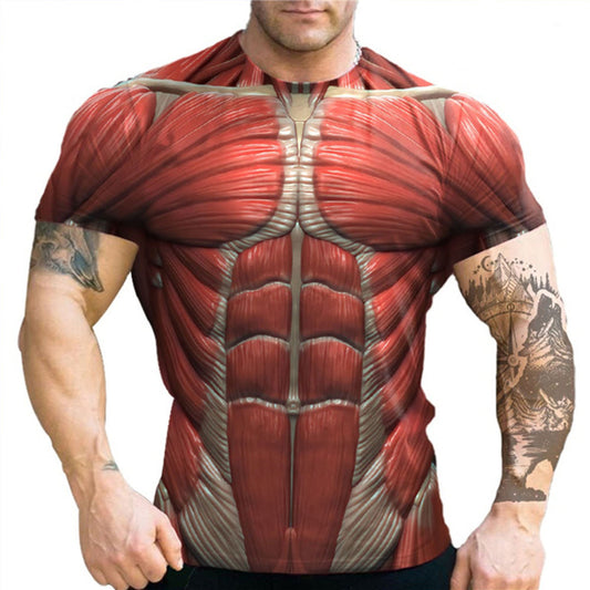Dragon Hollywood X - 2023 Fashion Male Skeleton Internal Organs Muscle 3D Printed Round Neck Short-Sleeved T-Shirt Anime Funny Party Men T Shirt