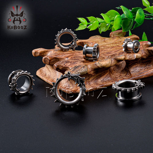 Dragon Hollywood X - Stainless Steel Dragon Eats Tail Ear Plugs Gauges Expanders Body Piercing Jewelry Earring Tunnels Stretchers 2PCS - BEVERLY HILLS - CALIFORNIA - USA